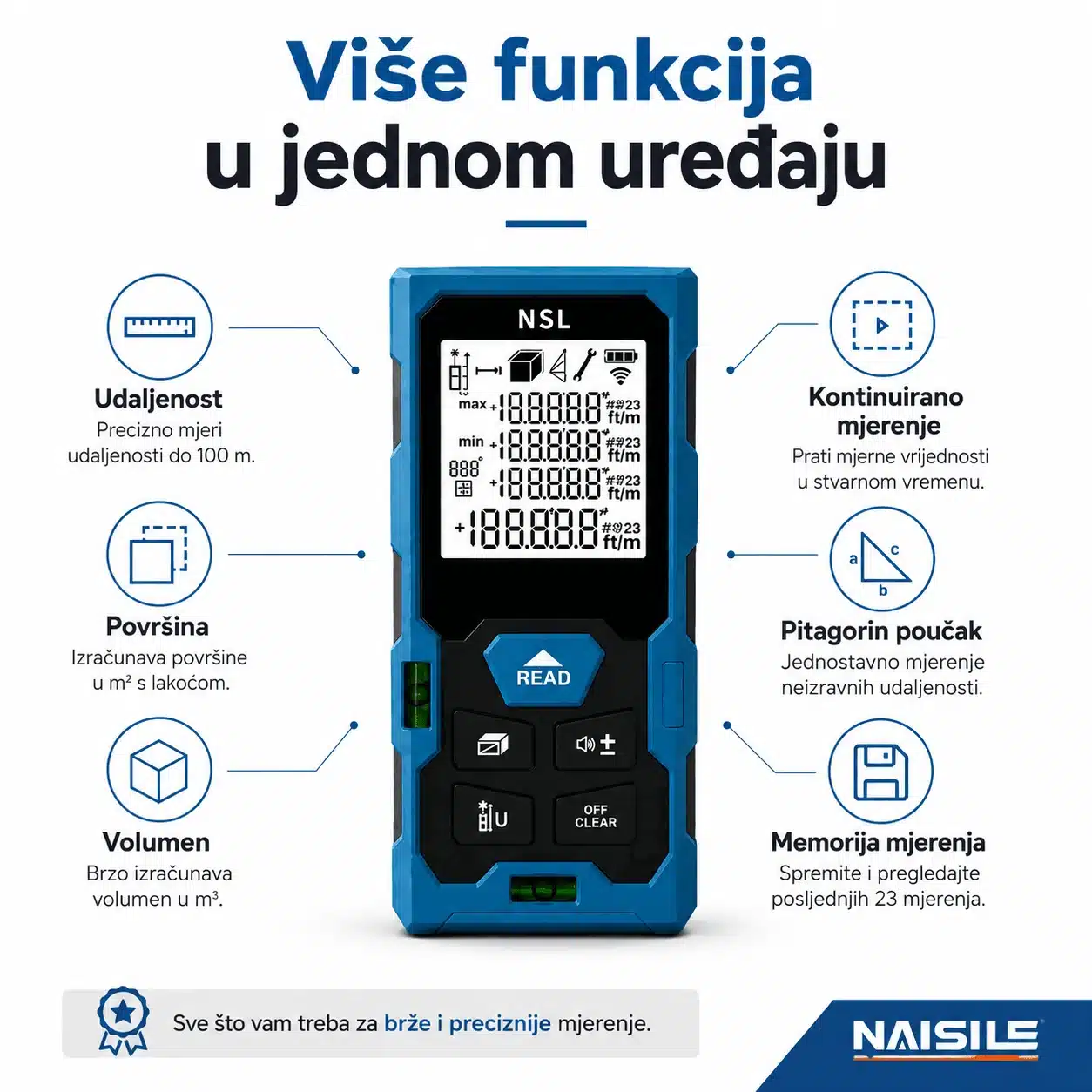 Digitalni laserski metar sa LCD ekranom