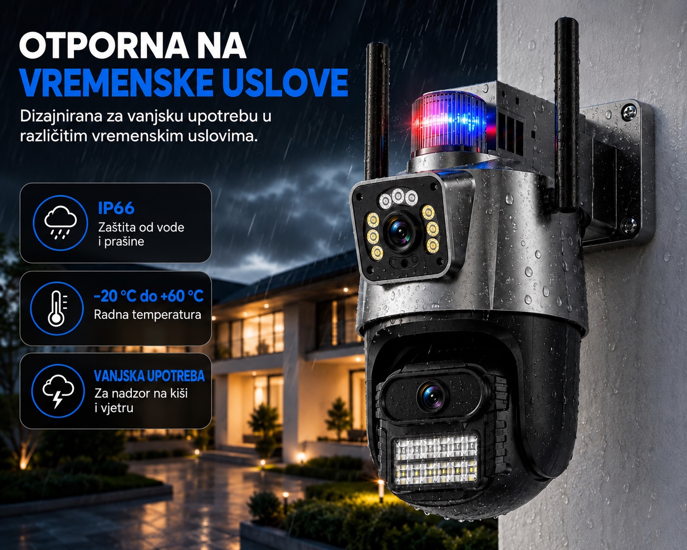 Vanjska nadzorna kamera s IP66 zaštitom od vode i prašine